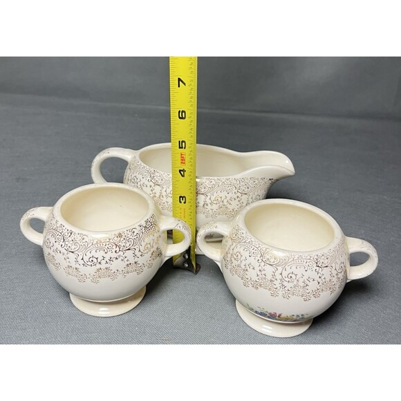 Sugar and Creamer Set Royal China Rose Glory 22 Kt Gold Union Made-Set 3-1950s - Picture 13 of 13